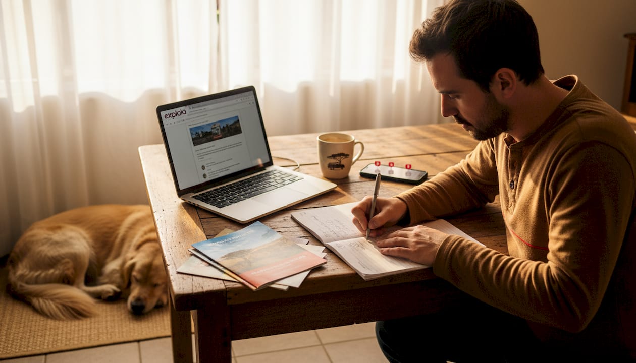 Tour-opérateur planifiant le contenu d’un site web à la maison