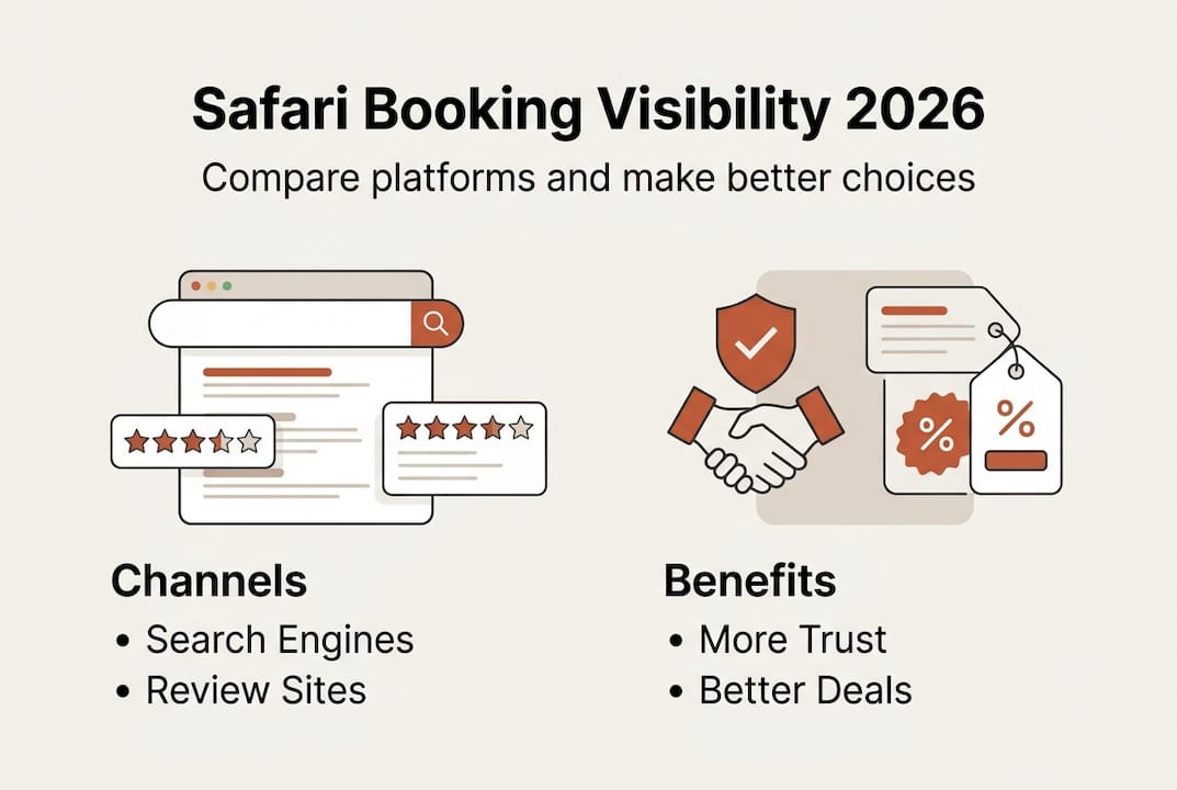 Infographie montrant les options de visibilité pour la réservation de safaris