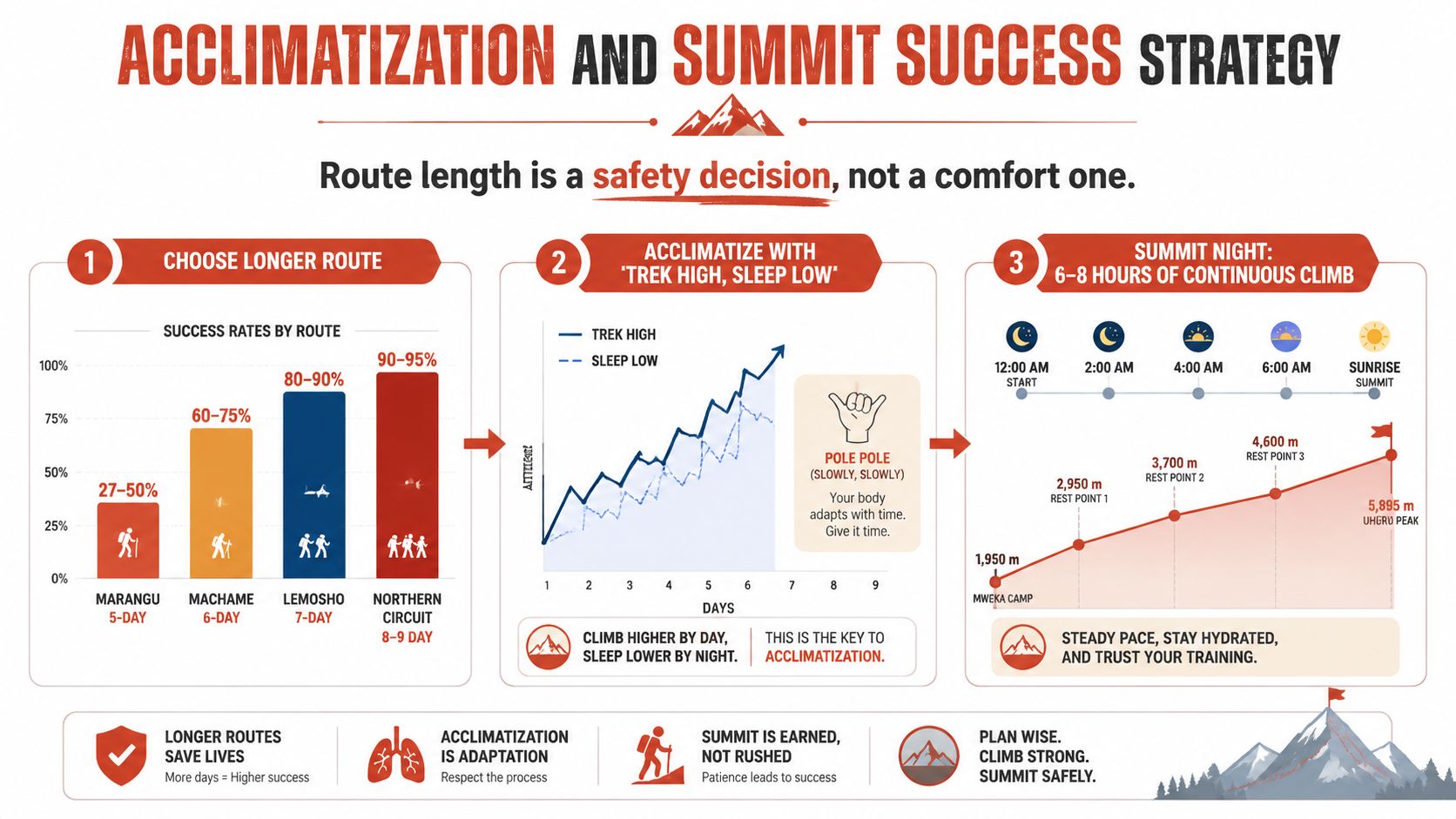 Route length and getting familiar with climbing mount kilimanjaro