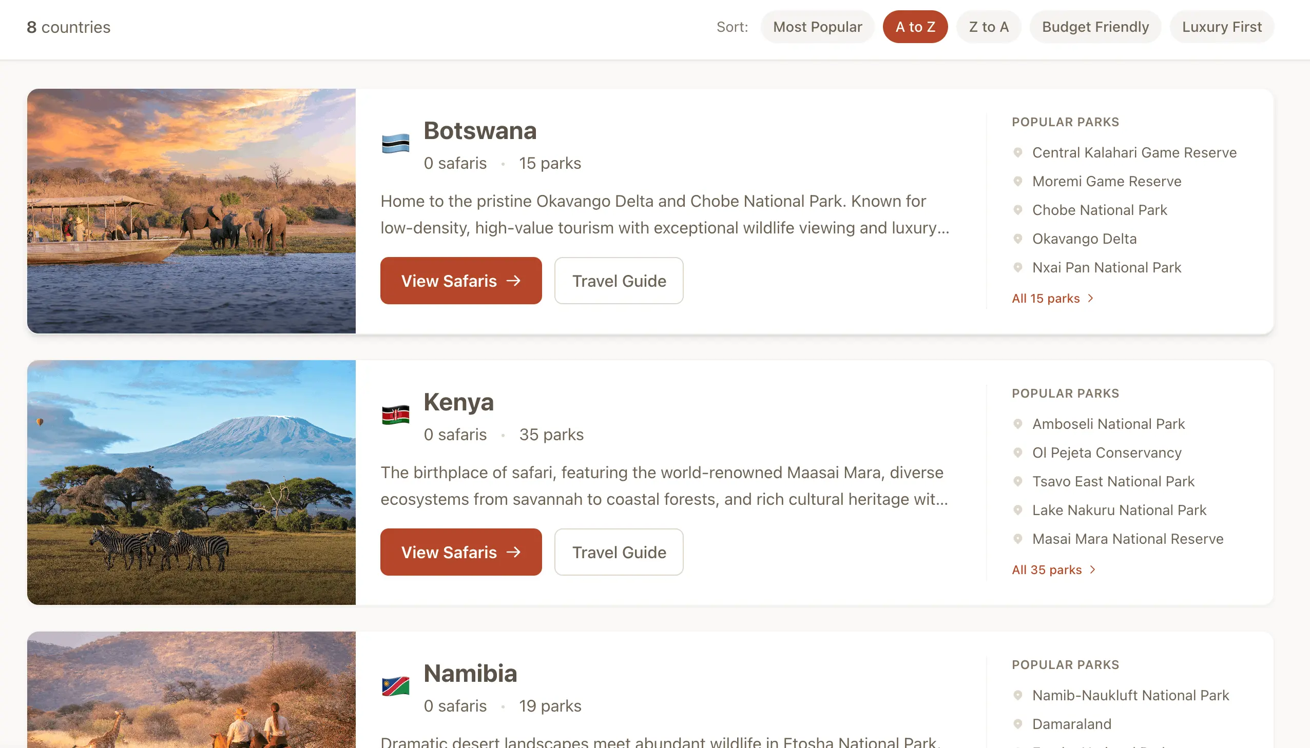 Liste des pays sur Explola.