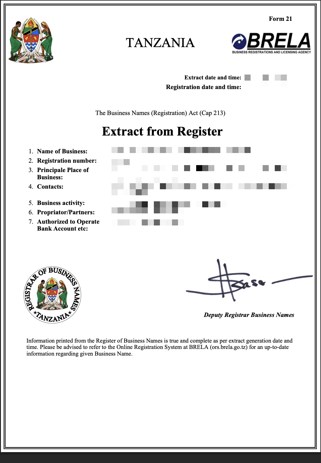 Sole proprietor extract from registrar - Explola